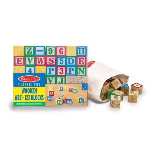 Melissa & Doug Deluxe Wooden ABC/123 1-Inch Blocks Set With Storage Pouch - 50pc: Educational Wooden Toys
