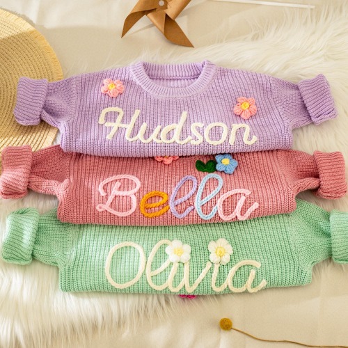 Personalized Baby Name Sweater,Hand Embroidery Sweaters,Toddler Sweater With Name,Newborn Sweater,Baby Shower Gifts,Nursery Gifts,Baby Girl