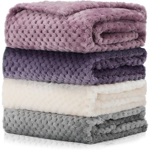 Frienda 4 Pcs Baby Fuzzy Blanket Fluffy Baby Blanket for Boys Girls Soft Warm Infant Newborn Toddler Receiving Nursery Bed Supplies, 32 x 24 Inch(Purple Color)