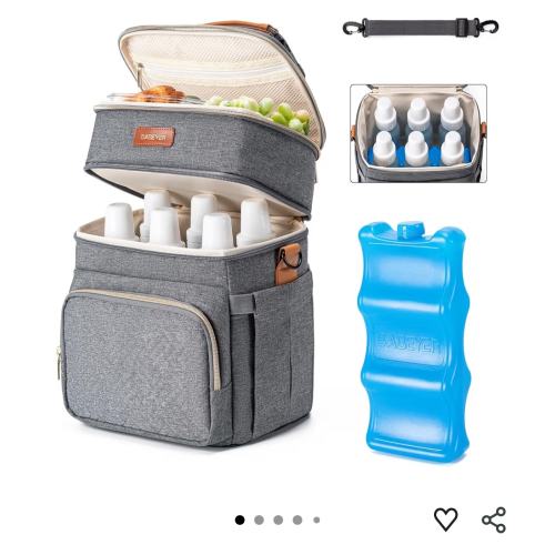 Breastmilk Cooler Bag with Ice Pack Fits 6 Baby Bottles Up to 9 Ounce