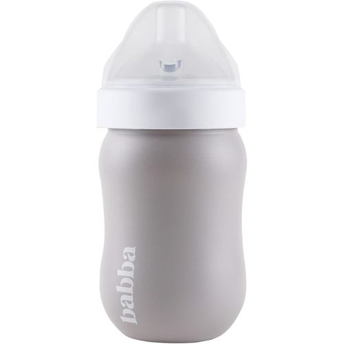 Babba Baby Bottle: Anti-Colic, Stainless-Steel, Vacuum-Insulated, 8oz/240mL, Includes Level 1 Nipple (0-3 Months), Collar & Cover, Compatible with Babba Cooler+Warmer