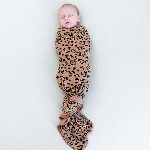 Swaddle Blanket in Latte Leopard