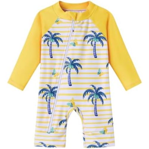 Baby Boy Swimsuit One Piece Long Sleeve Zipper Bathing Suit UPF 50+ Sun Protection Rashguard Swimwear 0-24 Months