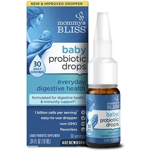 Mommy's Bliss Baby Probiotic Drops Everyday - Gas, Constipation, Colic Symptom Relief - Newborns & Up - Natural, Flavorless, 0.34 Fl Oz