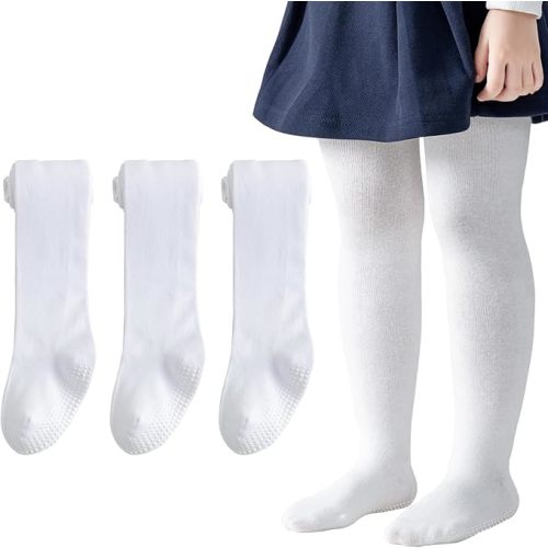 Baby Girls Tights Thick Cotton Solid Leggings Winter Warm Stockings With Non Slip Grips