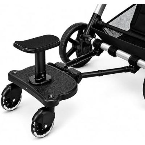 DALPI Stroller Board with Seat for Open Rear Bar Strollers, Adjustable 2-in-1 Ride-On Board, Foldable Toddler Standing Platform, Fits Vista, Cruz, Gazelle & GT2 Models, Not for Compact Strollers
