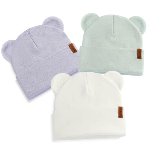 DANMY Baby Beanie Warm Winter Hat with Bear Ear for Infant Toddler Boys Girls Child Soft Knitted Skull Cap