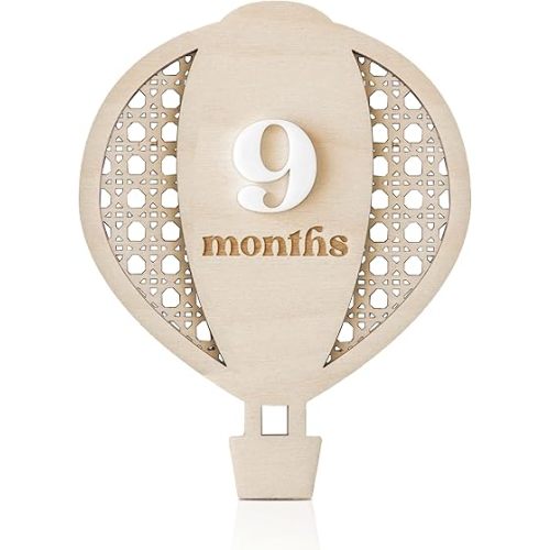 Wooden Lattice Milestone Cards - Hot Air Balloon- Custom Name Set - Monthly Milestone - Interchangeable Milestone Cards - Boho Rattan Decor (S12) (S12)