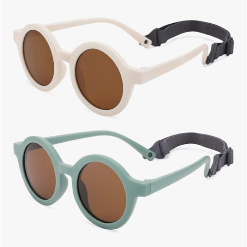 COASION Baby Polarized Round Sunglasses Flexible Rubber Shades with Strap for Toddler Newborn Infant Ages 0-24 Months