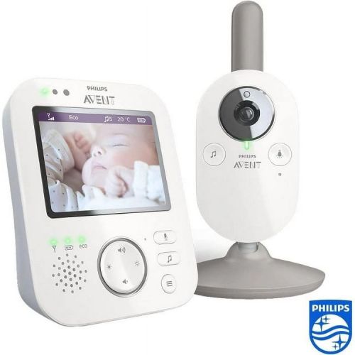 PHILIPS AVENT Digital Video Baby Monitor with 3.5” Screen, Secure FHSS, Night Vision, Two-Way Talk, Temperature Sensor, Lullabies - White
