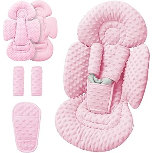 Generic Infant Insert Compatible with Mamaroo Swing & Graco Swing and Infant Car Seat, Newborn Insert Baby Head Body Support, Reversible Design, Breathable Soft Fabric, 1Pcs - Dots, Pink
