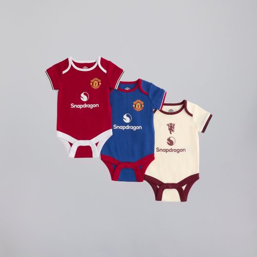 Manchester United Baby 26/27 3 Pack Kit Bodysuits Multi