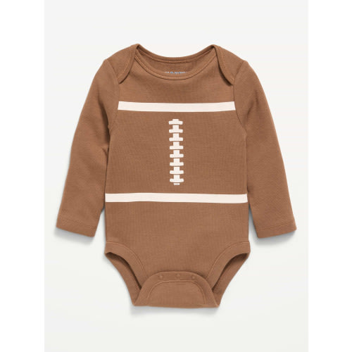 Printed Unisex Long-Sleeve Ribbed Bodysuit for Baby