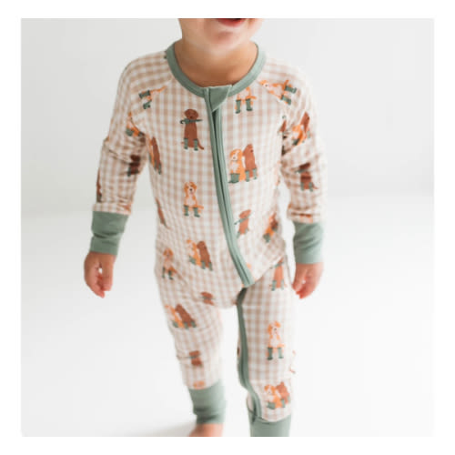 Green Pup Friends Zipper Romper – In My Jammers