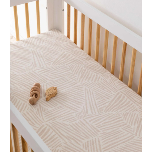 Babyletto Crib Sheet in GOTS Certified Organic Muslin Cotton - oat stripe
