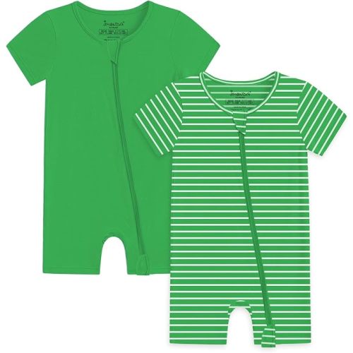 Jimonda Baby Romper Short Sleeve 2-Way Zipper Pajamas Cotton