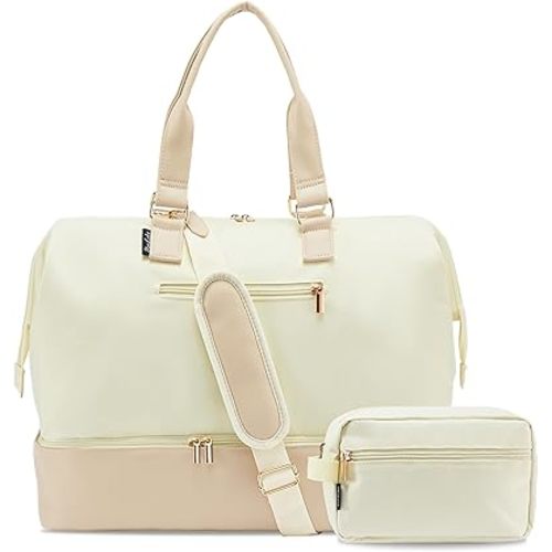 Weekender Bags for Women, Large Travel Duffel Bag with Shoes Compartment, Carry On Overnight Tote Bags with Toiletry Bag