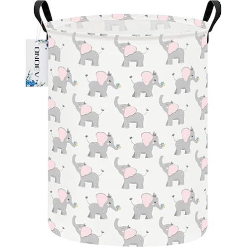 Round Elephant calf Laundry Hamper, Household Storage Bin