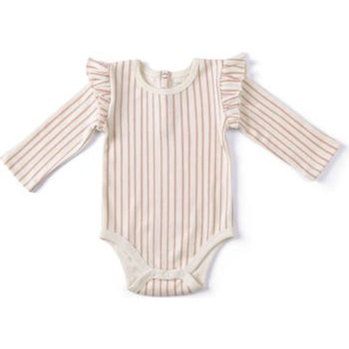 Stripes Away Long Sleeve Ruffle Bodysuit, 3-6M