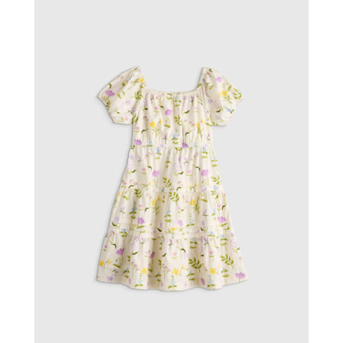 100% Organic Cotton Poplin Tiered Dress - Toddler Girl in Wildflower Botanical