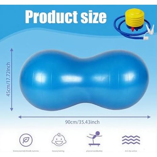 Peanut Yoga Ball, 90x45cm Anti Burst Exercise Ball, Heavy Duty Inflatable PVC Peanut Ball with Pump and Plug, kids/Adult Fitness, Pregnancy Support, Child Physical Therapy, Animal Balance Training