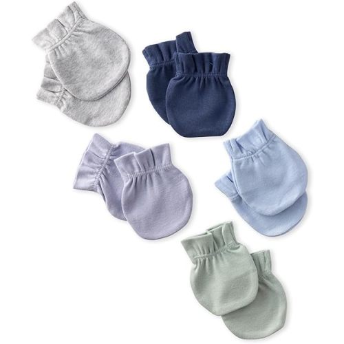 Morgan 5-Pack Mitts 100% Organic Cotton No Scratch Mittens for Newborn Baby Boys & Girls, Sorbet, One Size