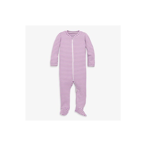 Baby Organic Zip Footie In Stripe, 0-3M