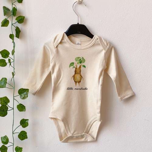 Little Mandrake Bodysuit, Mandrake Bodysuit, Wizard Bodysuit, magic baby bodysuit, funny baby gift, natural color bodysuit