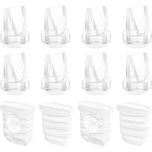 Breast Pump Parts for Lansinoh Discreet Duo/Nuliie/Motif Aura Glow S32 Wearable Breast Pump, Incl 8PCS Duckbill Valves & 4PCS Silicone Diaphragms