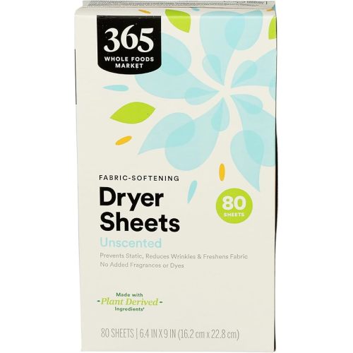 365 by Whole Foods Market, Fabric-Softening Dryer Sheets, Unscented, 80 Count