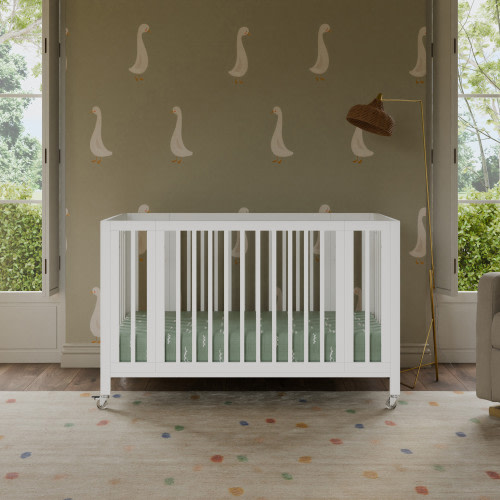 babyletto Rolli 9-in-1 Convertible All-Stages Crib with Bassinet & Toddler Bed Conversion Kits - White
