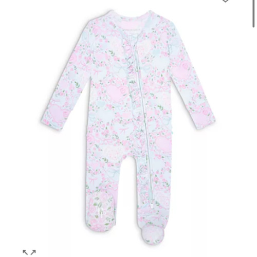 Posh Peanut Girls' Josephine Ruffled Zippered One Piece Footie - Baby