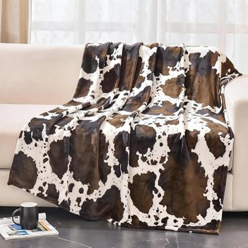 Bnuitland Cow Print Blanket 300 GSM Double Sided Cute Cow Throws for Bed/Sofa/Lap, Gift Blanket for Adults/Baby/Pets, Super Soft Cozy Lightweight Fuzzy Flannel Throw, 50×40 inch