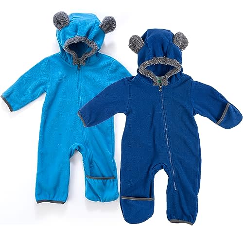 Cuddle Club Fleece Baby Bunting Bodysuit with Hood, Convertible Mittens & Booties, Car Seat Friendly, Soft & Warm, Easy Zip