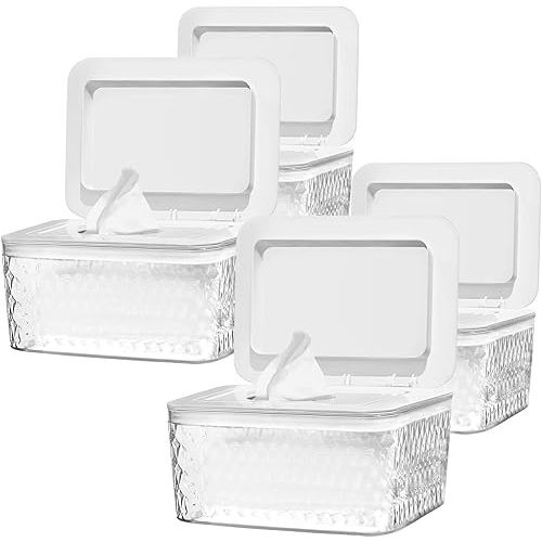 4 Pack Wipes Dispenser Seal-Designed Wipe Dispenser Holder Wipes Case Box for Bathroom Keep Wipes Fresh, Dust-Proof & Non-Slip