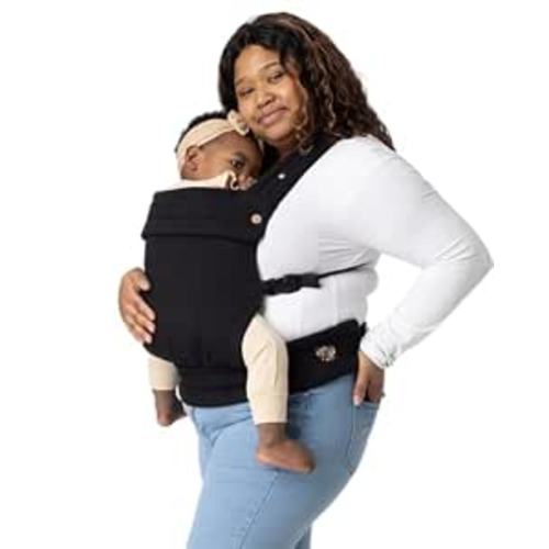 Mabē Monarch Ergonomic Baby Carrier – Premium Cotton Soft Structured Newborn to Toddler Carrier with Hip-Healthy Design, 3 Carry Positions (9-46 lbs), Lightweight & Breathable, (Ebony)