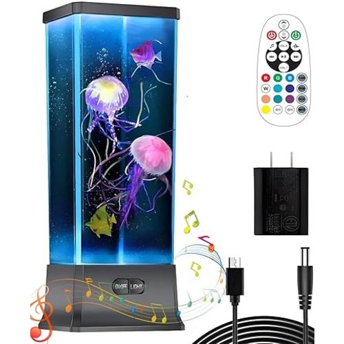 COLORLIFE Cool Electric Jellyfish Lamp with Bluetooth Speaker Music Gift for Boys Girls Adults Aquarium Tank Sensory Mood Night Light for Decorate Relax