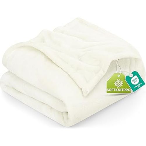 Utopia Bedding Fleece Blanket Twin Size Ivory (60x80 Inches) Ultra Soft Warm Lightweight Microfiber Breathable Anti-Static Cozy Winter Bed Blanket, All-Season Home Decor Gift for Men & Women