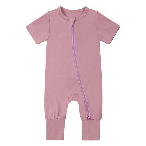 WIBACKER Baby Boys Girls Bamboo Viscose Short Sleeve Pajamas, 2 Way Zipper Romper, Sleep and Play 0-24 Months