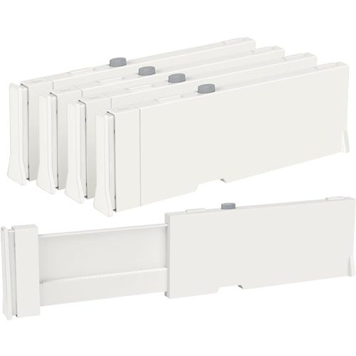 Vtopmart Drawer Dividers for Clothes 8 Pack, Adjustable 4" High Expandable from 11.3"-17" Dresser Drawer Organizer, Plastic Drawers Separators for Dresser, Baby Clothes, Kitchen and Office Storage