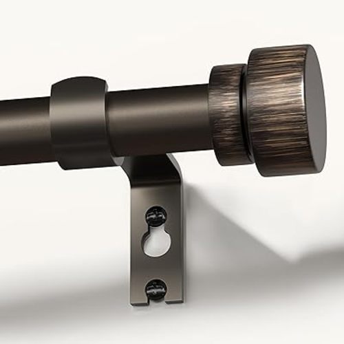Modern Antique Brown Curtain Rods for Windows 66 to 120 Inches Adjustable Length Heavy Duty 1" Diameter Window Rod with Decorative Finials for Outdoor Farmhouse Bedroom Kitchen Living Room