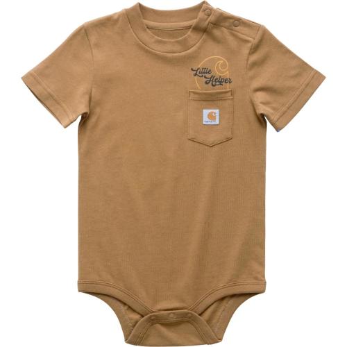 Carhartt Infant Boys Short-Sleeve Little Helper Pocket Bodysuit, Carhartt Brown - CA5016-D15