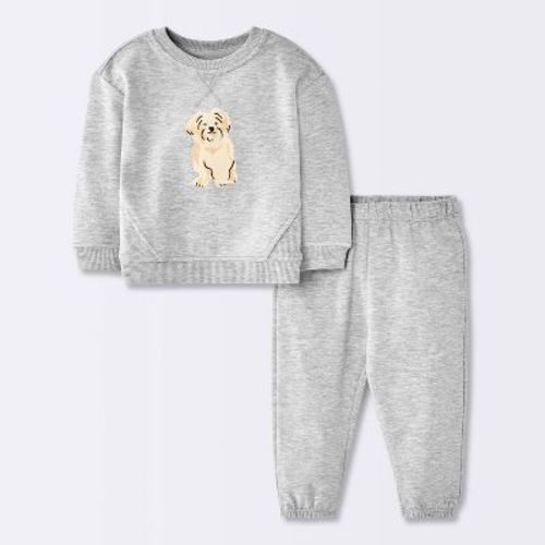 Baby Boys' Dog Sweatshirt and Joggers Set - Cloud Island™ Gray Newborn