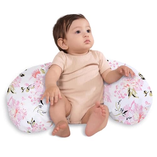 Little Grape Land Nursing Pillow,Upgraded Breast Feeding Pillow for Mom,Breastfeeding & Bottle Feeding for 0–12 Months, Soft Machine Washable Cover with firm breathable filling, Tummy Time,Rose Floral