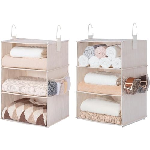 StorageWorks 6-Shelf Jumbo Closet Organizers, Two 3-Shelf Separable Hanging Shelves for Closet, 13" D x 15" W x 48 ¼"H,Mixing of Beige, White & Ivory