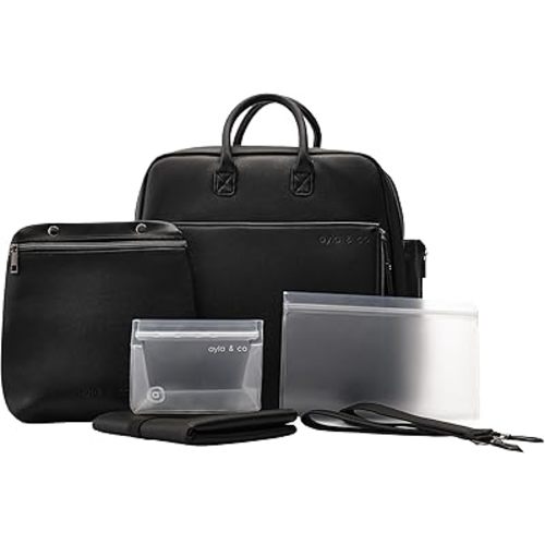 Ayla & Co Full-Size Diaper Bag Backpack, Baby Essentials Cross-Body Changing Bag for Baby Girl/Boy Convertible Straps Portable Tote Bag, Baby Changing Pad, Insulated Pockets & Pouch, Black