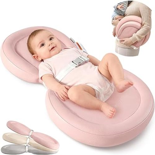 Baby Changing Pad with Waterproof & Wipe-Clean, Non-Slip Foldable PU Diaper Changing Pad, Adjustable Safety Belt, Changing Pad for Dresser, Changing Table,24"X16",Pink