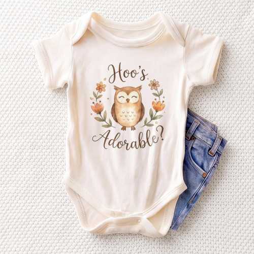 Hoo's Adorable Baby Onesie - Cute Owl Floral Bodysuit