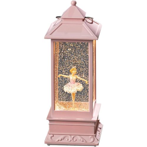 Snow Globe Lantern with Ballet Girl Ballerina – Shatterproof Glitter Snowglobe 10 Songs Music Box Led Light USB & Battery Powered, for Girls Gifts Birthday Home Decor Fall Decoration, Pink