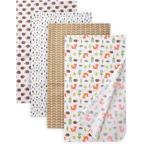 Gina Era Cotton Flannel Receiving Blankets Baby 4 Pcs, Baby Swaddle Blankets, Baby Flannel Blanket 30 X 40 Inch for Boy Girl (Style-9)